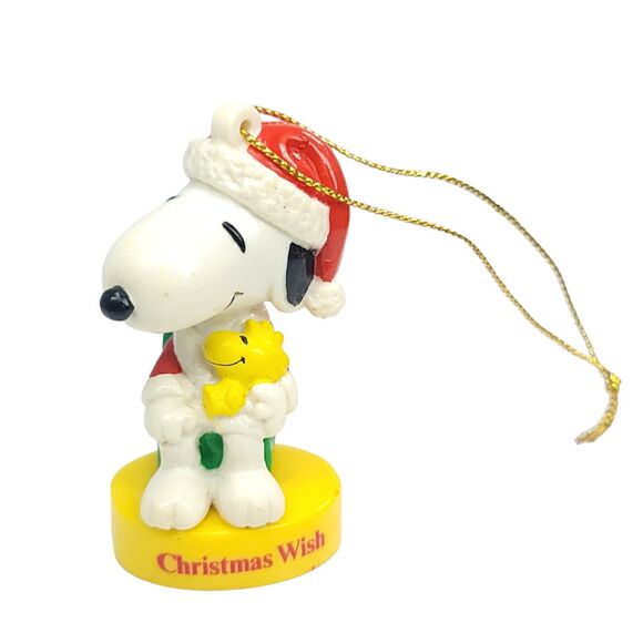 Vintage Snoopy as Santa for Woodstock Peanuts PVC Ornament Christmas Wish 90s - Picture 2 of 6